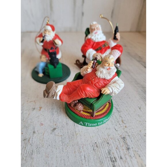 Coke cola Santa Claus reclining chair ornament Xmas set vintage - Picture 2 of 9